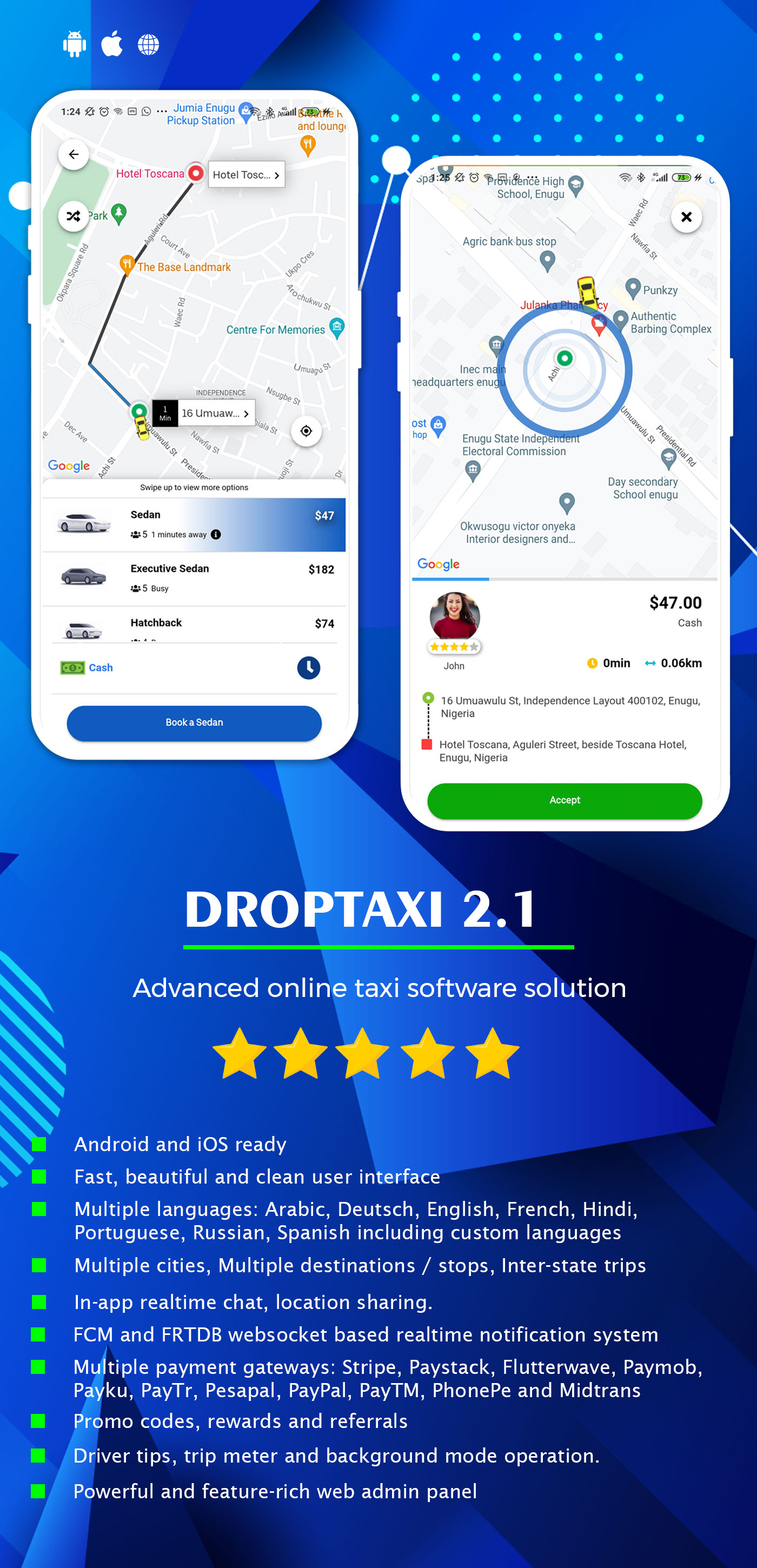 Droptaxi white label taxi app software script - 2